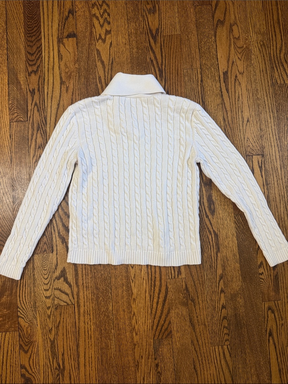 Ralph Lauren Ivory Cable Knit Shawl Collar Sweater with Toggle SZ LP - Picture 5 of 5